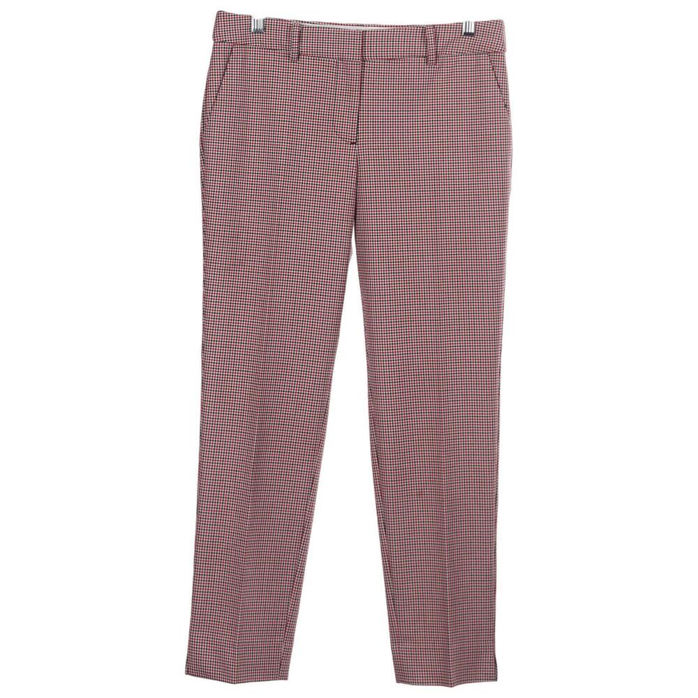 Talbots Hampshire Ankle Pants 4P Red Black Check Tapered Leg Pockets